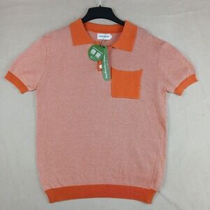 OXKNIT XL Mens Polo Sweater Knit NWT Orange 21x27 **Fits A Small **